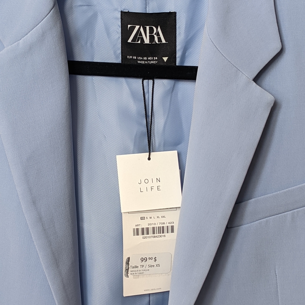 Brand new. Zara - Periwinkle Blue Blazer. tailored blazer. Pastel color blazer. - Picture 4 of 5